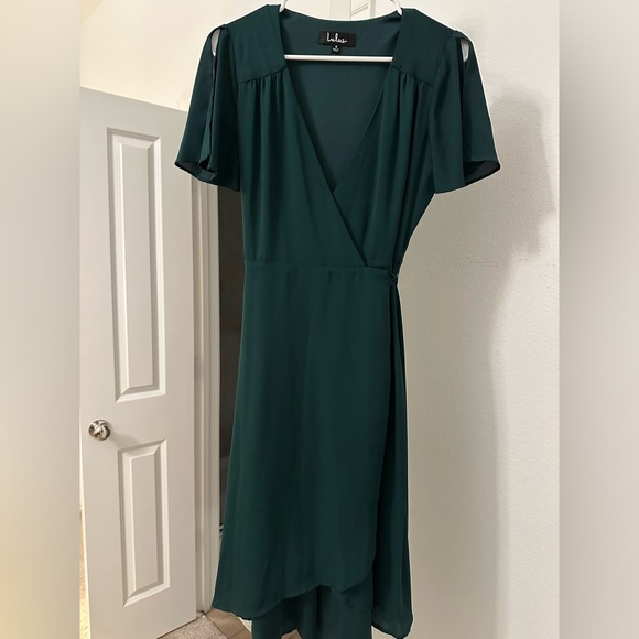 Lulu's Green Wrap Dress - Picture 1 of 6